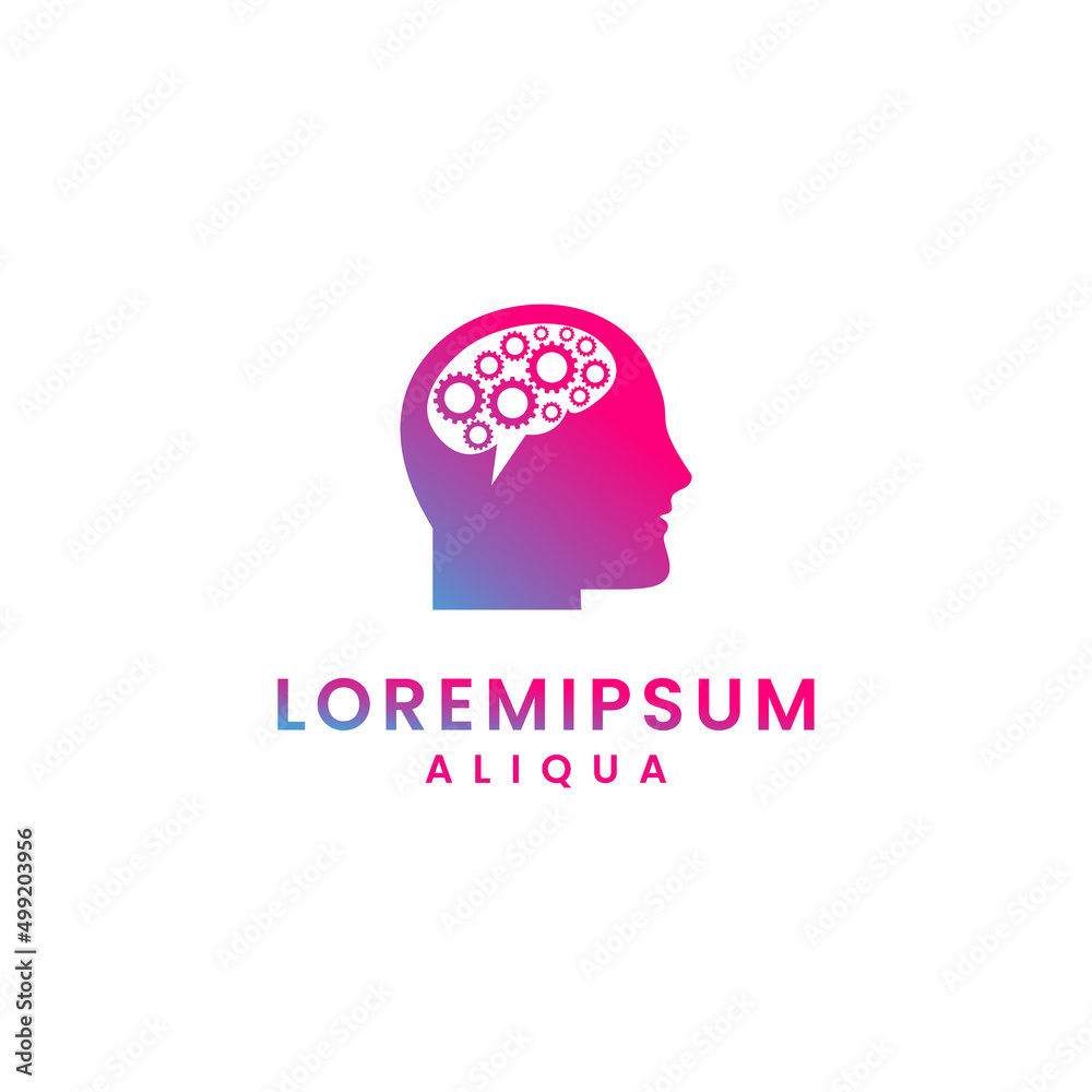 head gear logo design modern concept, brain gear logo icon, human robot logo template head gear logo design modern concept, brain gear logo icon, human robot logo template