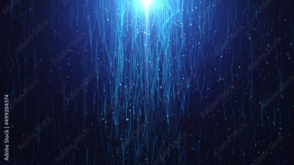4K particles and sparkles meteor shower falls glowing trails black ...