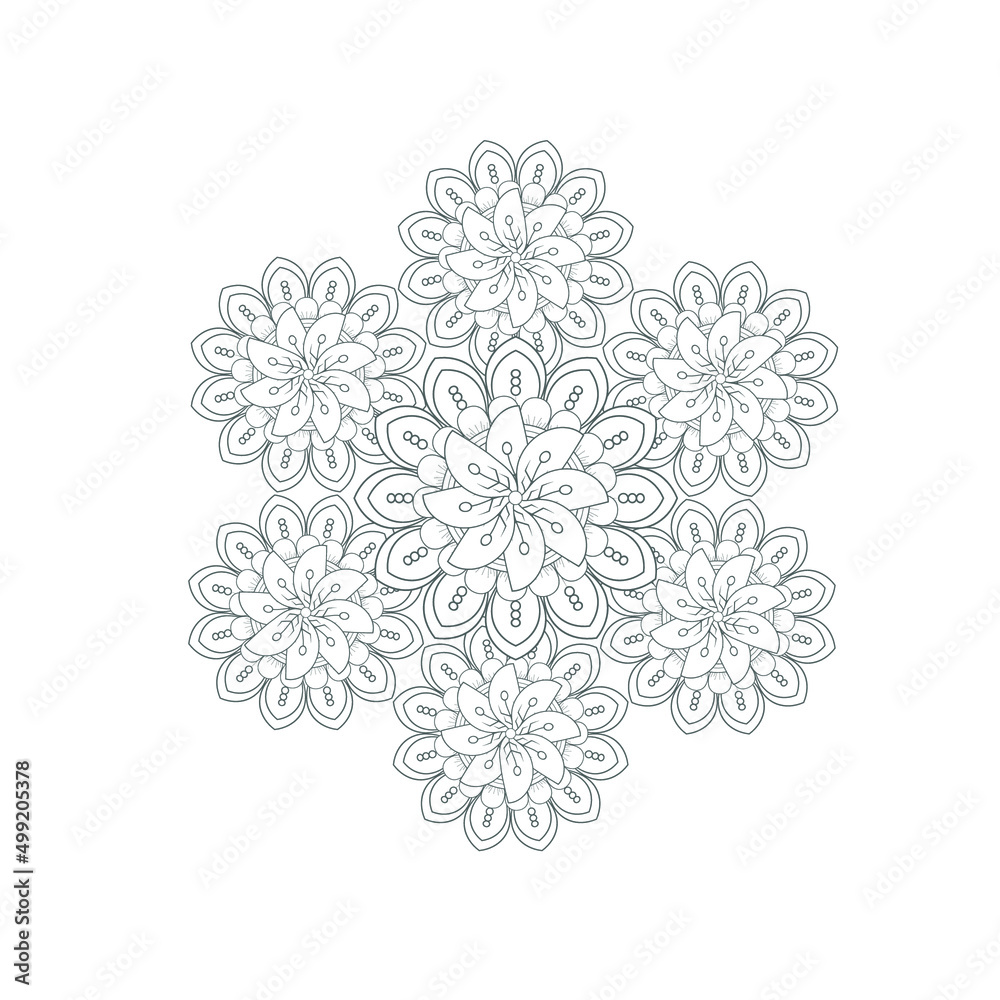 Decorative Doodle flowers in black and white for coloring book, cover or background. Hand drawn sketch for adult anti stress coloring page.-vector Decorative Doodle flowers in black and white for coloring book, cover or background. Hand drawn sketch for adult anti stress coloring page.-vector