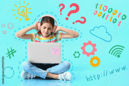 Collage with cute little gi...