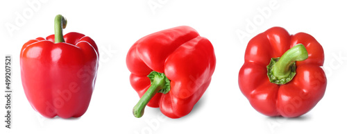 Stampa su tela Set of ripe red bell pepper isolated on white