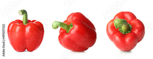 Set of ripe red bell pepper isolated on white