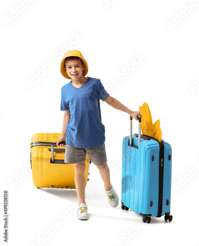 Going little boy with packe...