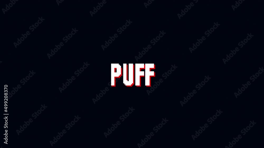 Puff text Glitch pixel Animation On Black Background.4K motion animation. Puff text Glitch pixel Animation On Black Background.4K motion animation.