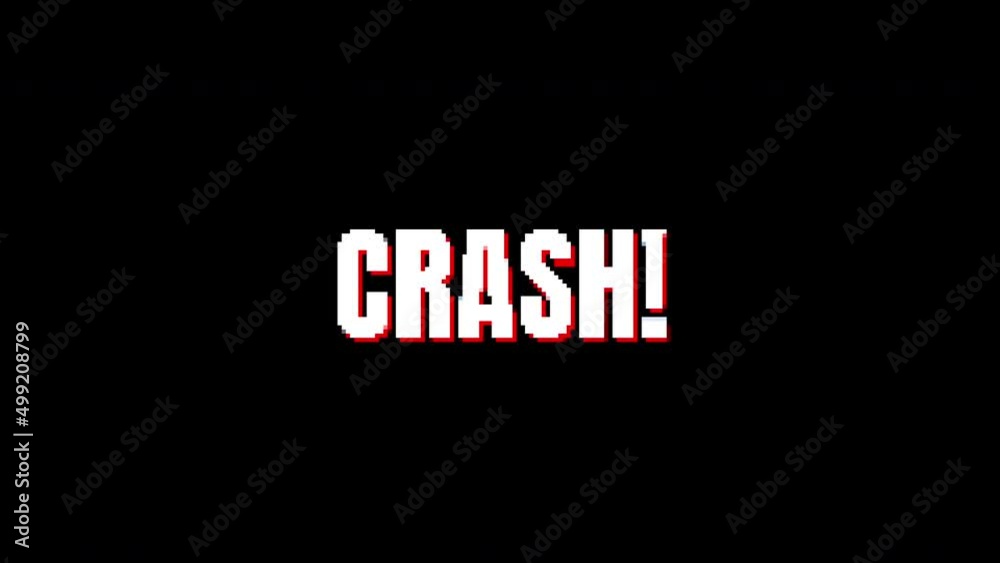 crash! text Glitch pixel Animation On Black Background.4K motion animation. crash! text Glitch pixel Animation On Black Background.4K motion animation.