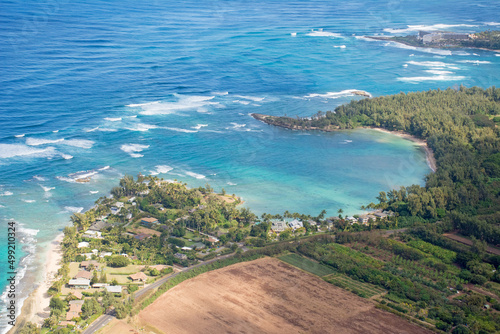 Aerial view of bays on the Northshore of Oahu, Hawaii