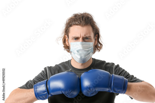 Young man wearing medical m...