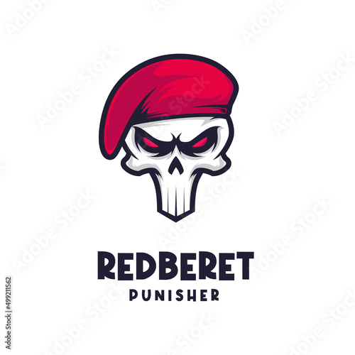 red beret logo. skull illustration with beret