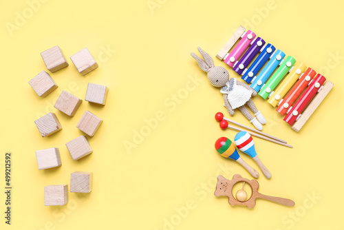 Wooden cubes with baby toys...