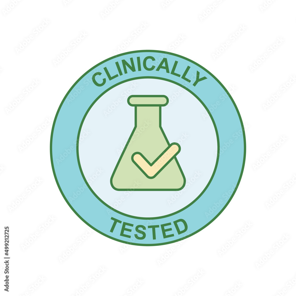 Clinically tested label, clinically approved label icon in color icon, isolated on white background Clinically tested label, clinically approved label icon in color icon, isolated on white background