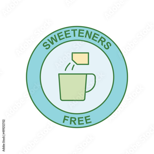 Sweeteners free label icon in color icon, isolated on white background 