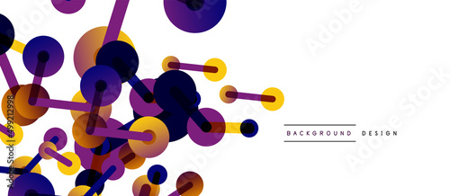 Abstract background. Round dots connected by lines. Trendy techno business template for wallpaper, banner, background or landing