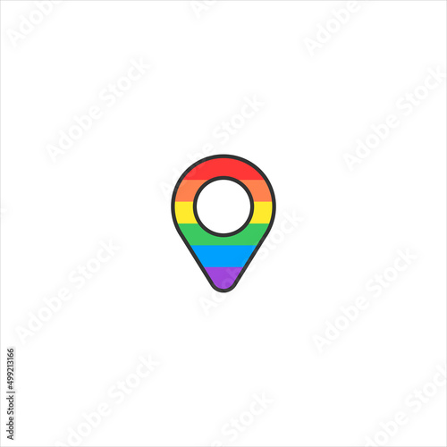Pin icon vector. Rainbow colour. Location sign Isolated. LGBT community symbol. Navigation map, direction, place, compass, contact, search concept. LGBTQ+ related symbol.Love, Freedom, Support. Vector