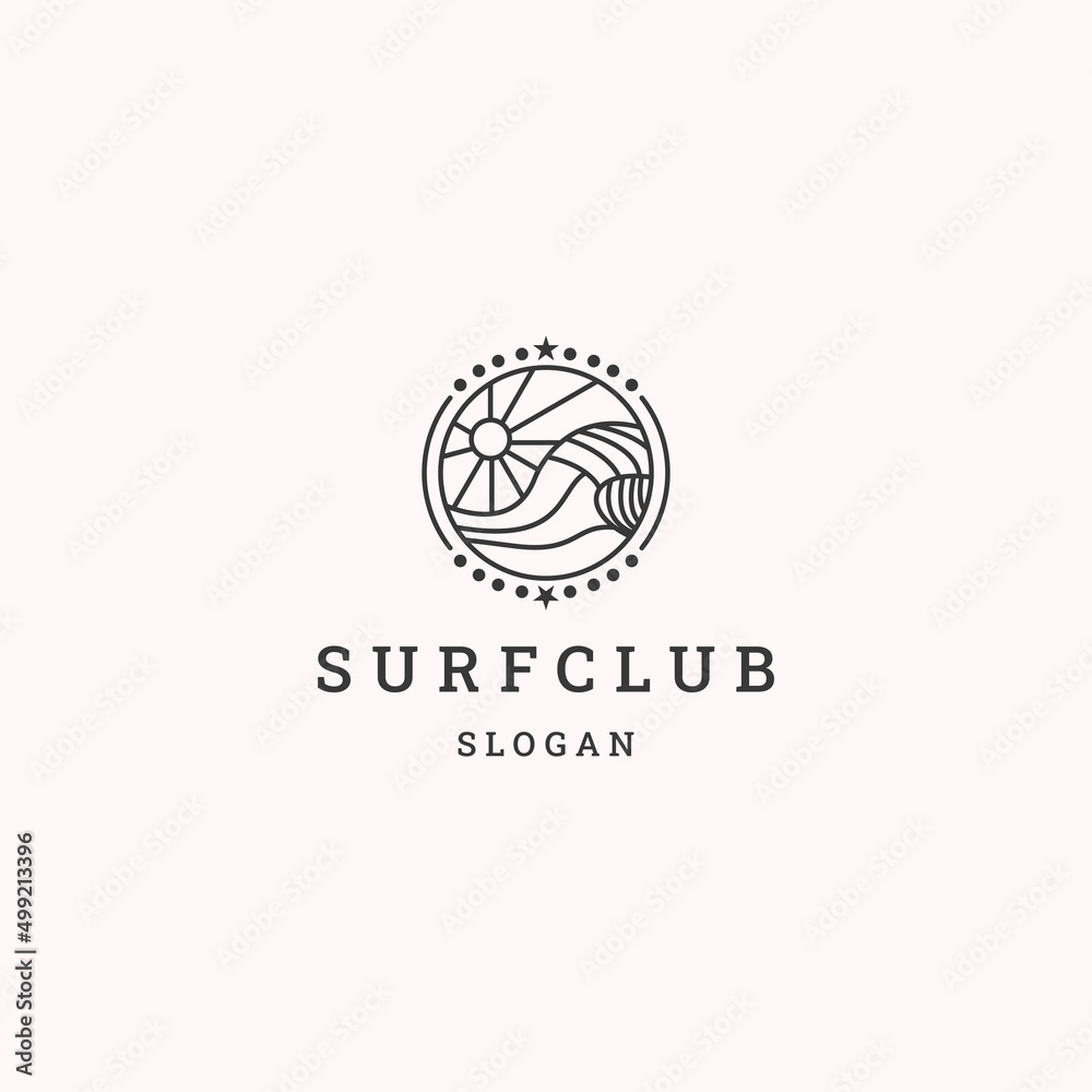 Surf club logo icon design template 
