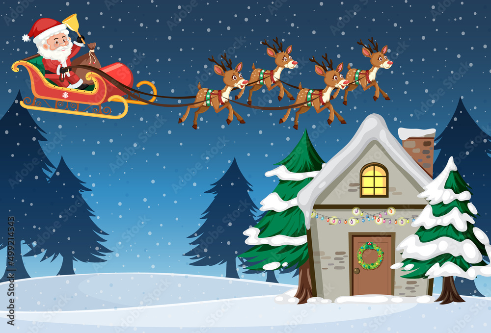 Christmas theme with Santa on the sleigh