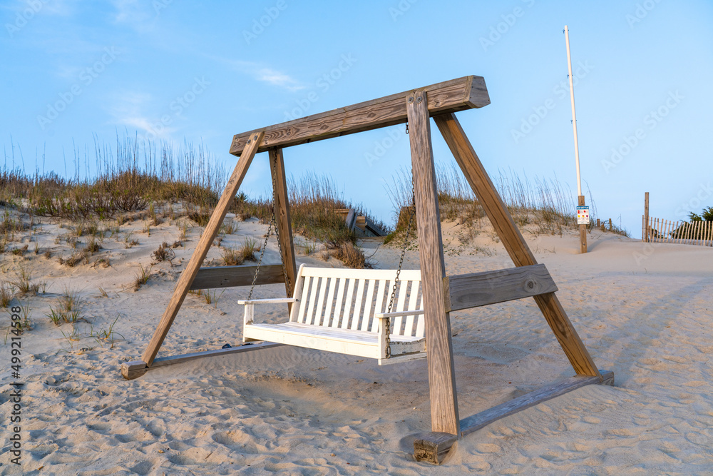 Swing on the Beach that faces the Ocean Swing on the Beach that faces the Ocean