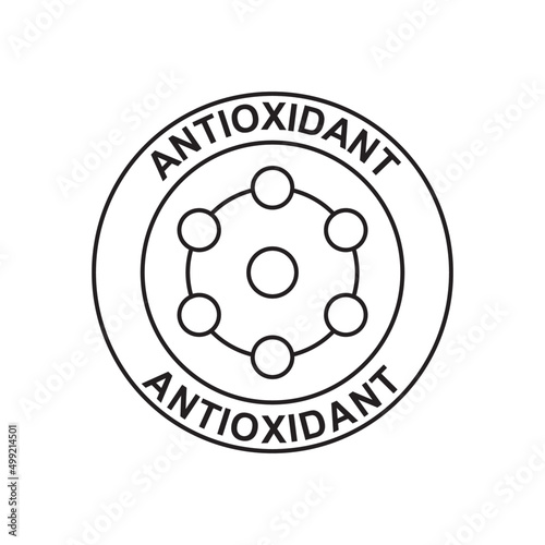 Antioxidant label icon in black line style icon, style isolated on white background