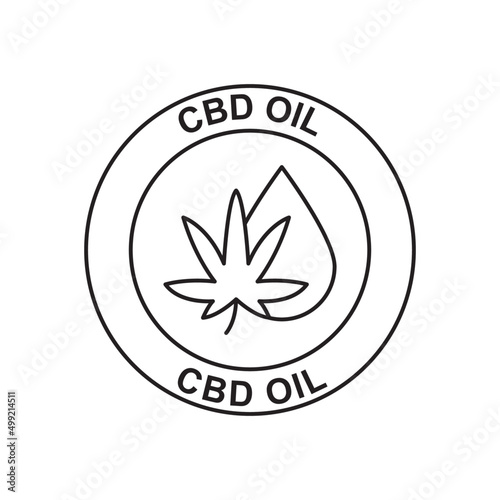 Cbd oil label icon in black line style icon, style isolated on white background