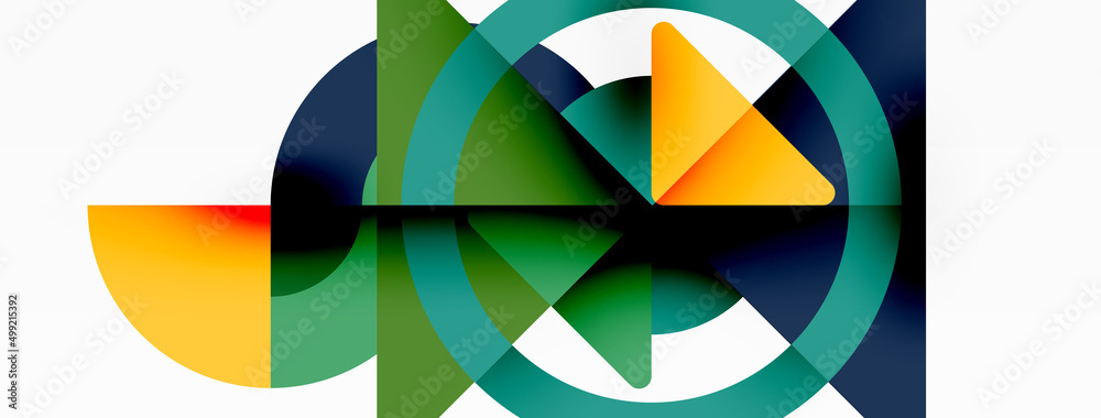 Creative geometric wallpaper. Minimal abstract background. Triangles and circles composition vector illustration for wallpaper banner background or landing page Creative geometric wallpaper. Minimal abstract background. Triangles and circles composition vector illustration for wallpaper banner background or landing page