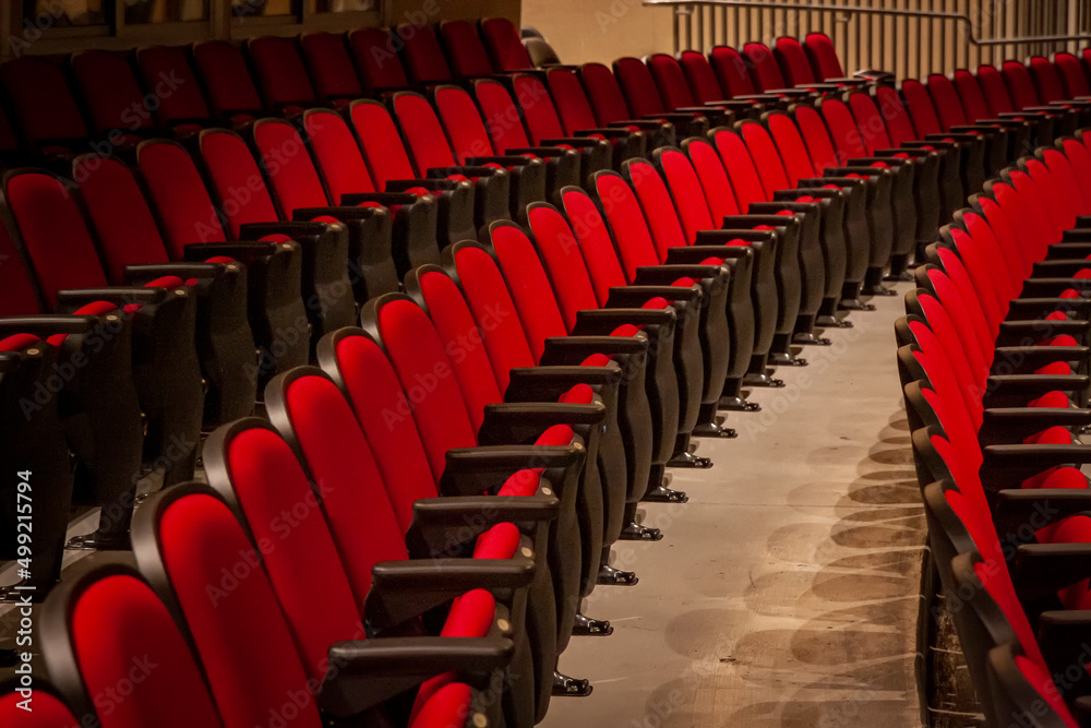 Fototapeta premium Red theater seats in rows