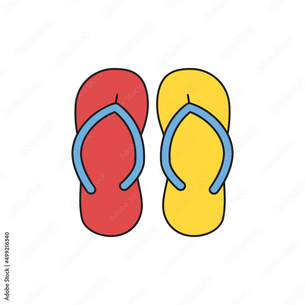 Flip flops, footwear slippers icon in color icon, isolated on white background Flip flops, footwear slippers icon in color icon, isolated on white background