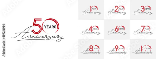 set of anniversary premium collection black and red color can be use for celebration event