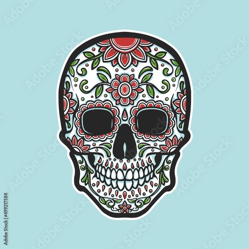 sugarskull with floral ornament illustration