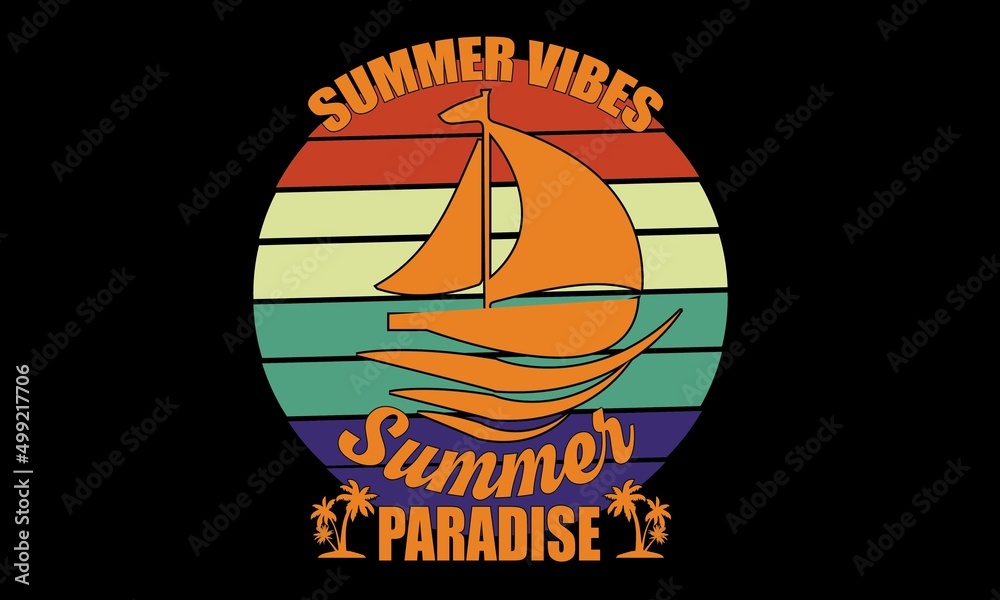 Naklejka premium Summer Vibes Summer Paradise T-Shirt Design