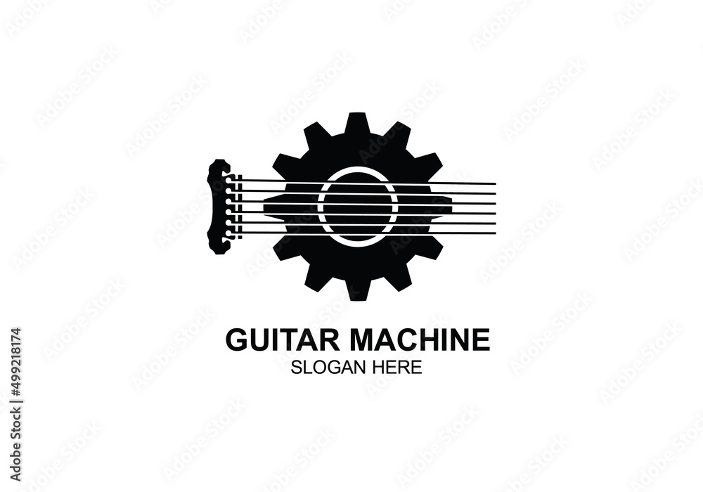 guitar machine music Production Logo Design symbol inspiration Stock