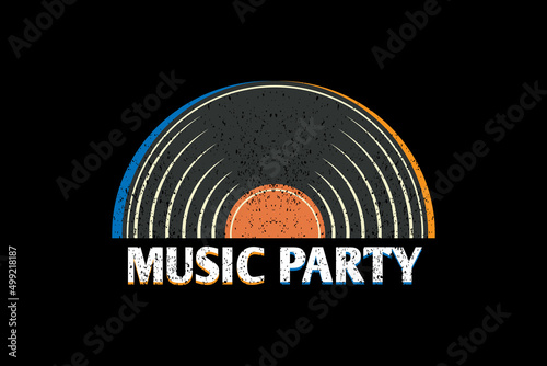 music party retro design landscape