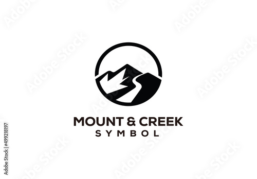 symbol icon mountain and river. Logo Template Design inspiration