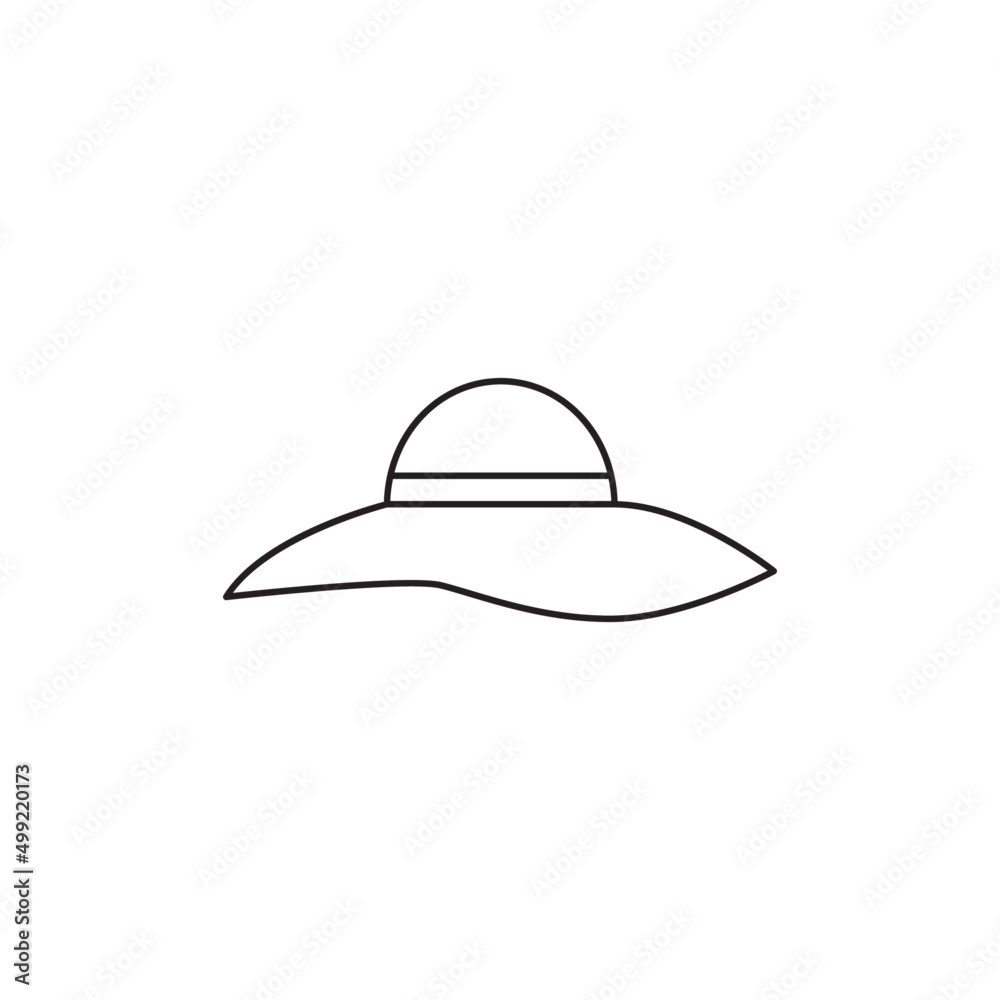 Hat, beach summer fashion icon line style icon, style isolated on white background Hat, beach summer fashion icon line style icon, style isolated on white background