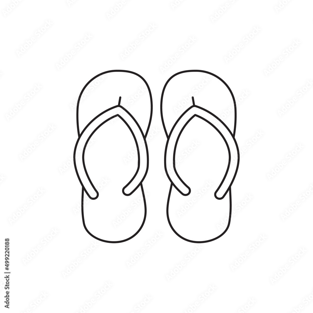 Flip flops, footwear slippers icon line style icon, style isolated on white background Flip flops, footwear slippers icon line style icon, style isolated on white background