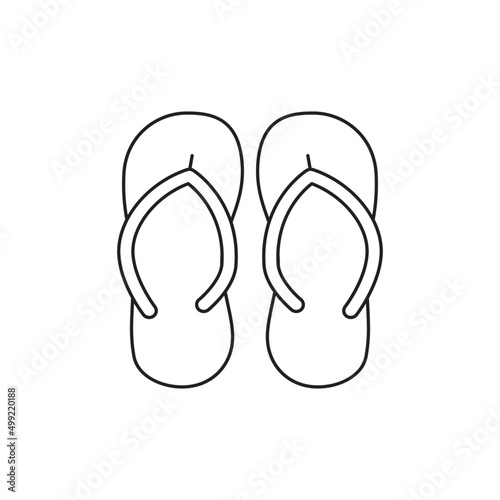 Flip flops, footwear slippers icon line style icon, style isolated on white background