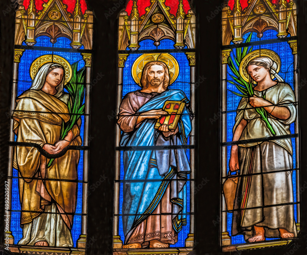 Jesus Saints Stained Glass  Saint Perpetue Church Nimes Gard France
