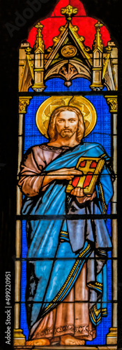 Jesus Christ Stained Glass Saint Perpetue Church Nimes Gard France