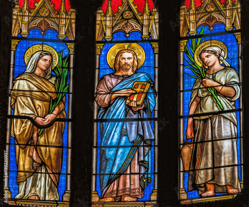 Jesus Saints Stained Glass Saint Perpetue Church Nimes Gard France