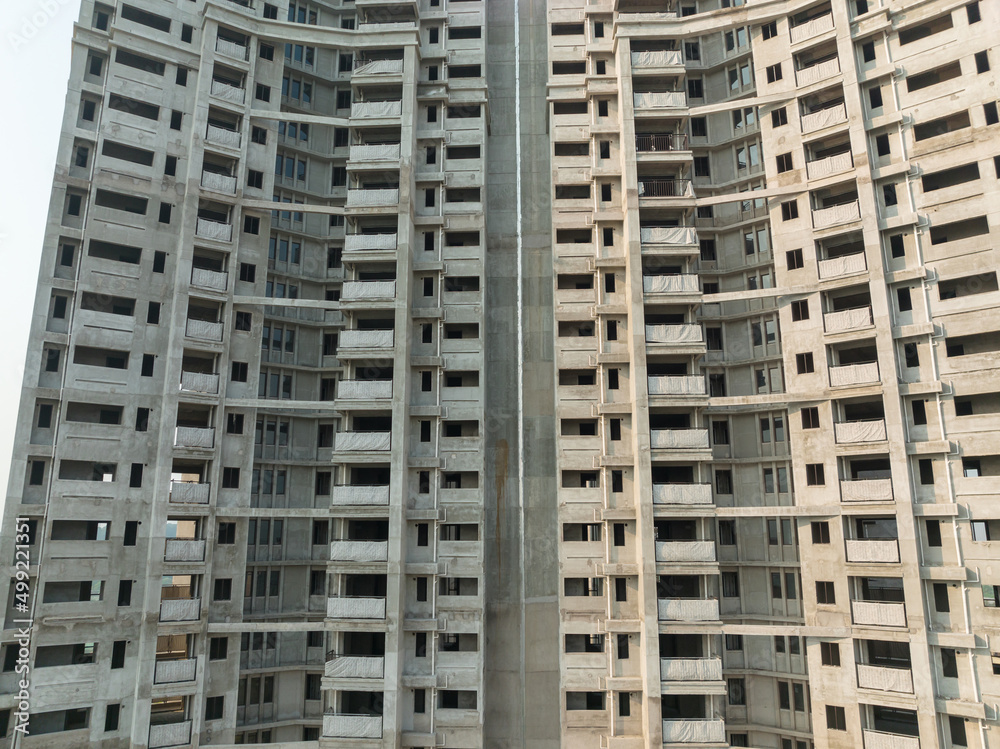 Aerial view of multistory apartment construction site in China