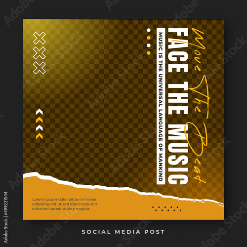 Music square banner social media template