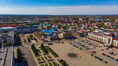 the city of Buzuluk in Russia, the ennobled streets of the city from a height