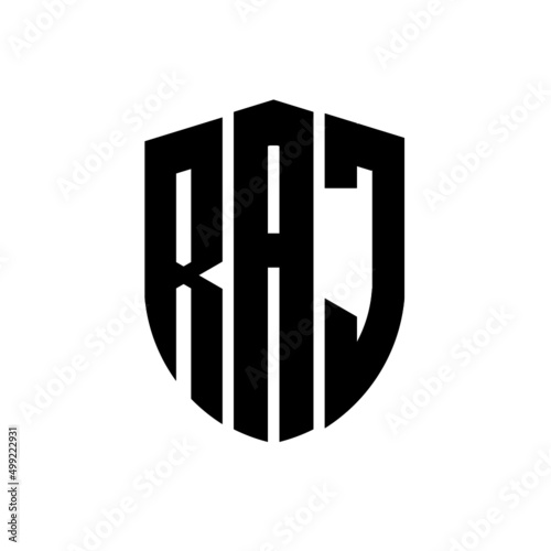 RAJ letter logo design. RAJ modern letter logo with black background. RAJ creative  letter logo. simple and modern letter logo. vector logo modern alphabet font overlap style. Initial letters RAJ  photo