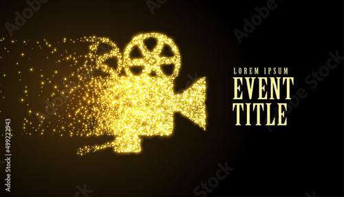 Obraz na plátně film movie projector made in golden particle sparkle style