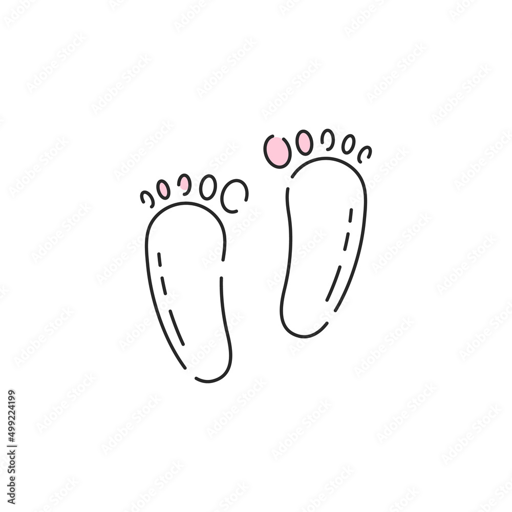 Footprints icon. Vector outline cute footprints on sand silhouette. Simple line art summer modern beach graphic for web design, mobile app, logo concept. Footprints icon. Vector outline cute footprints on sand silhouette. Simple line art summer modern beach graphic for web design, mobile app, logo concept.