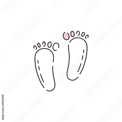 Footprints icon. Vector outline cute footprints on sand silhouette. Simple line art summer modern beach graphic for web design, mobile app, logo concept.