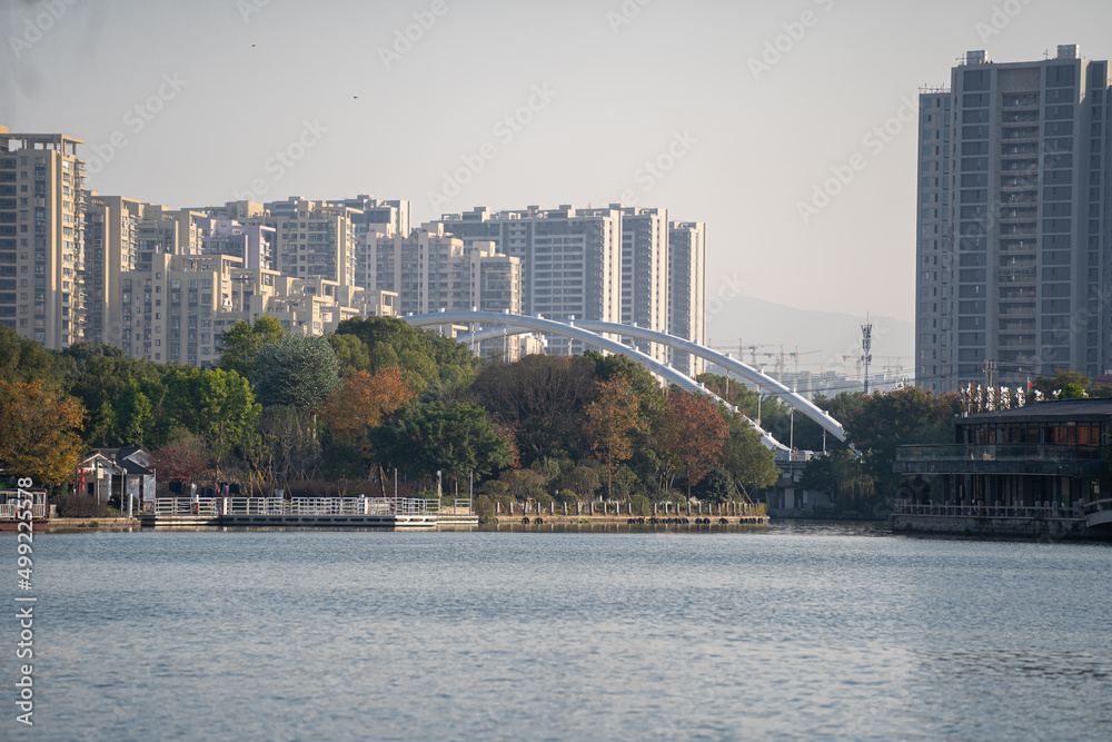 A horizontal shot of Nantang park in Wenzhou China
