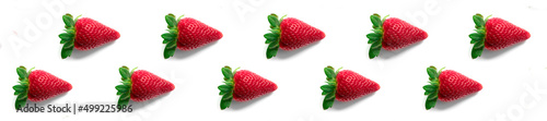 Panorama ripe strawberries on white background