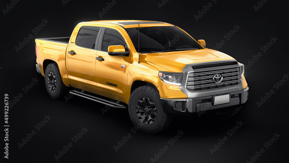 Paris, France. June 6, 2021: Toyota Tundra 2020 full size pickup yellow ...