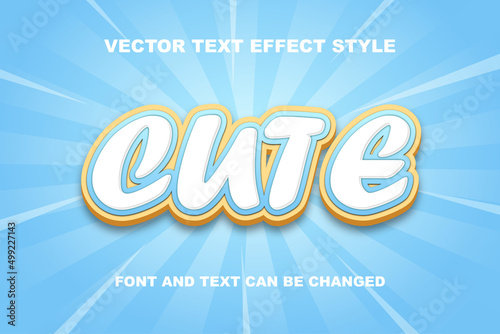 cute kawai blue gradient 3d editable texteffect font style template