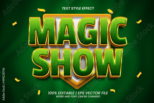 Editable Text Effect Magic Show Green 3D Bold