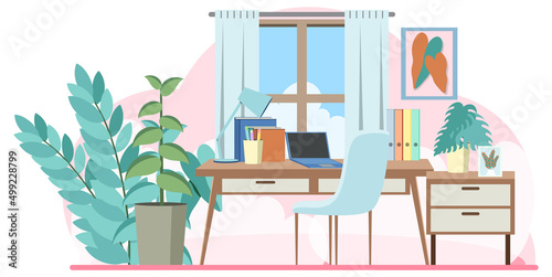 Workroom interior concept in flat design
